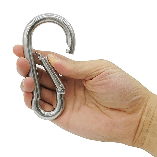 304 Stainless Steel Carabiners -4.7 inch Heavy Duty, Durable & Rust-Free Clips for Gym, Swing, Dog Leashes, Hammocks, Keychains, and More(304,M11,Pack of 2)