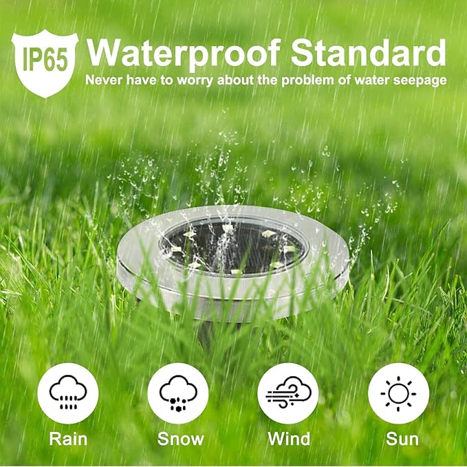 Rayolon Solar Ground Light, Waterproof Solar Garden Lights, Upgraded Outdoor Garden Waterproof Bright in-Ground Light, Landscape Lights for Pathway,Yard,Deck,Lawn,Patio,Walkway