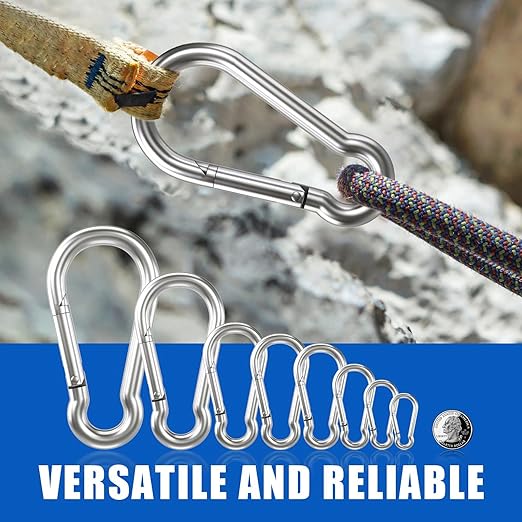 Small Carabiner Clip Hooks, 32pcs 2.75 inch Carabiners Heavy Duty, Galvanized Iron Spring Snap Hook Fits Camping Hiking, Metal Clips for Keychain Keys Rings