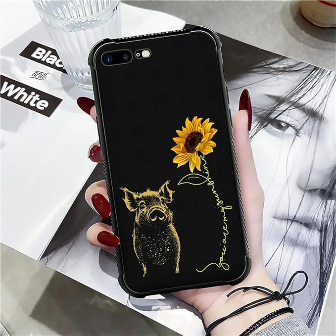 Case for iPhone 7 Plus/8 Plus, Soft Silicone Hard Acrylic Protection, Sunshine Pattern, Yellow