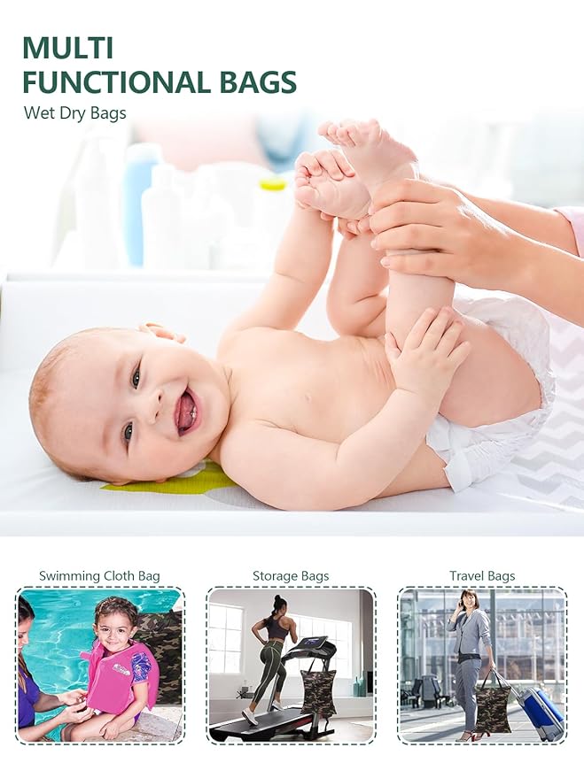 ALVABABY Large Wet Dry Bag Waterproof Hanging Cloth Diaper with Double Zippered Pockets 25x18 inches Laundry Bag HL-LW28