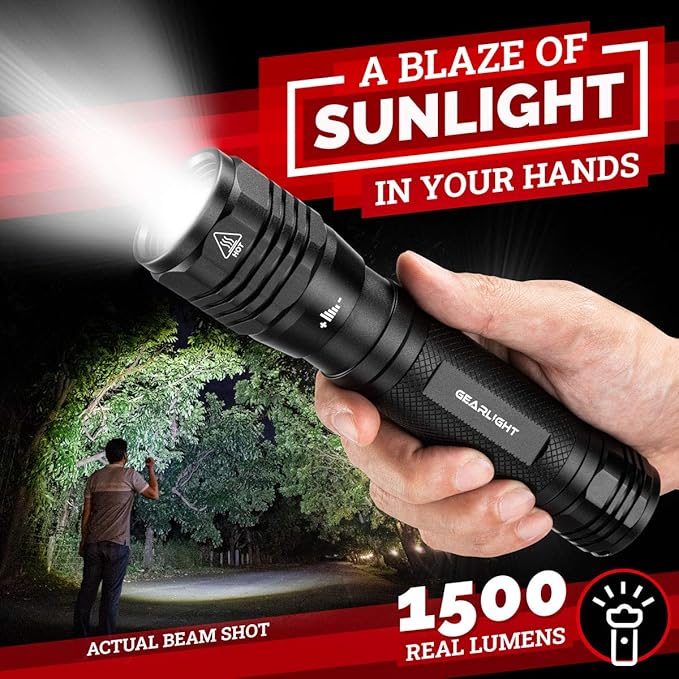 LED Flashlight High Lumens, Tactical Flashlight Battery Powered (Batteries Not Included), Bright Handheld Flashlight for Camping, Hunting, Home, Security, Hiking, Walking at Night & Emergency Use