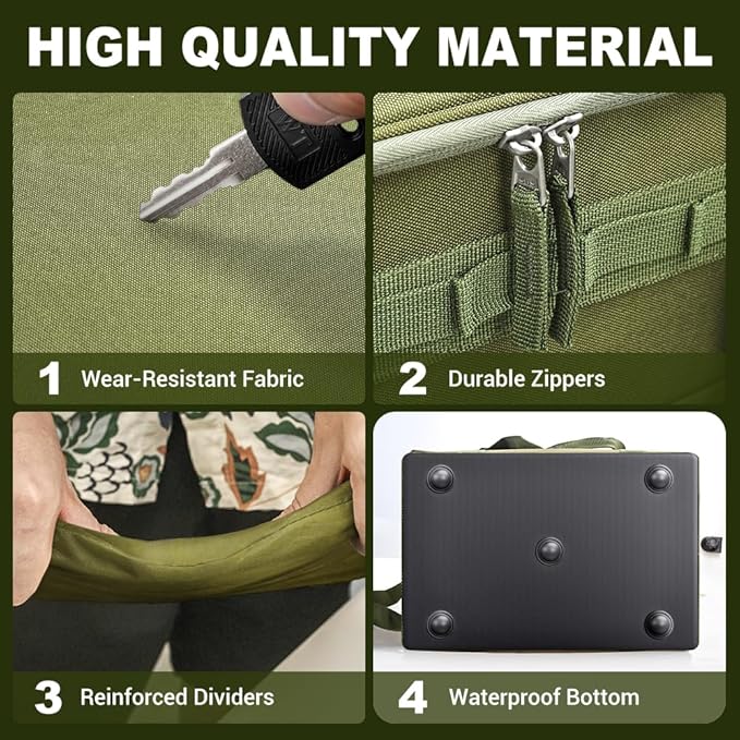 FUNANASUN 40L Tactical Camping Storage Bag with Customizable Compartments & MOLLE System for Camping, Hiking, and Vehicle Organization