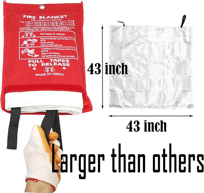 Blankets 8 Packs with Gloves. High Heat-Resistant fire Blankets for Home Security, Kitchen and Camping, Emergency fire Blankets for Home and Kitchen,