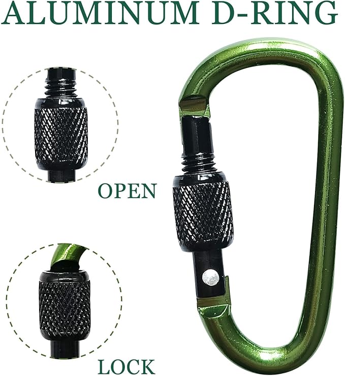 YUCHIYA 8 Pack D-Shape Carabiner Clasp with Screw Gate, 2.2 Inch Mini Keychain Clip Key Chain Buckle, Aluminum Alloy Keyrings Hook for Outdoor Hiking not for Climbing