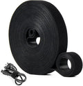 OneLeaf Fastening Cable Management Roll, 43ft x 3/4inch Cut to Length Straps, Reusable Multi-Purpose Cords Management, Double Sided Hook and Loop Cable Ties Roll (Black)