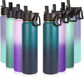 Volhoply 24oz Insulated Water Bottle With Straw Bulk 8 Pack,Metal Wide Mouth Water Bottles With Handle Keep Cold,Reusable Double Wall Cups,Powder Coated Sport Bottle For Holder(Assorted,8 count)