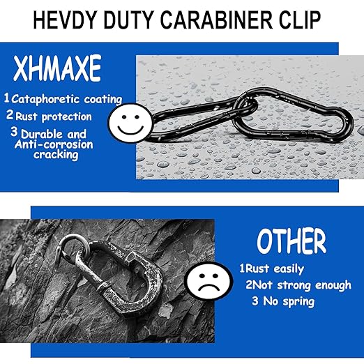 20PCS M4 Heavy Duty Carabiner Clip, 1.57Inch Snap Hook Quick Link Small Carabiner Clips,Spring Link Buckle for Fishing Camping Hammock Dog Leashes-110LBS Holding Capacity (Black)