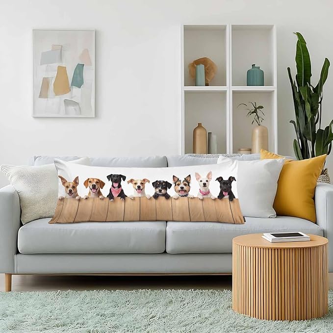 Dog Rectangle Body Pillow Covers Cute Puppy Dogs 20"X54" Couch Body Pillow Pillowcase Decorative Body Pillows Bed Pillow Cushion Covers for Home Sofa Car Shop Office