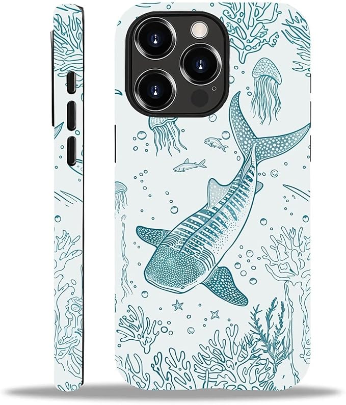 for iPhone 12 Pro Max Case,HH2 Ocean Whale Shark Hybrid 2 Layer Hard Shell Silicone Protective Pattern Design Case