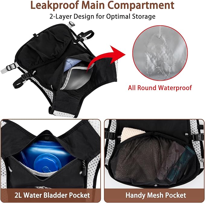 ITIEZY Running Vest for Women Men, 5L Hydration Backpack Lightweight Running Water Vest with Leak-Proof Bladder Sleeve for Marathon, Trail, Cycling, Hiking, Jogging