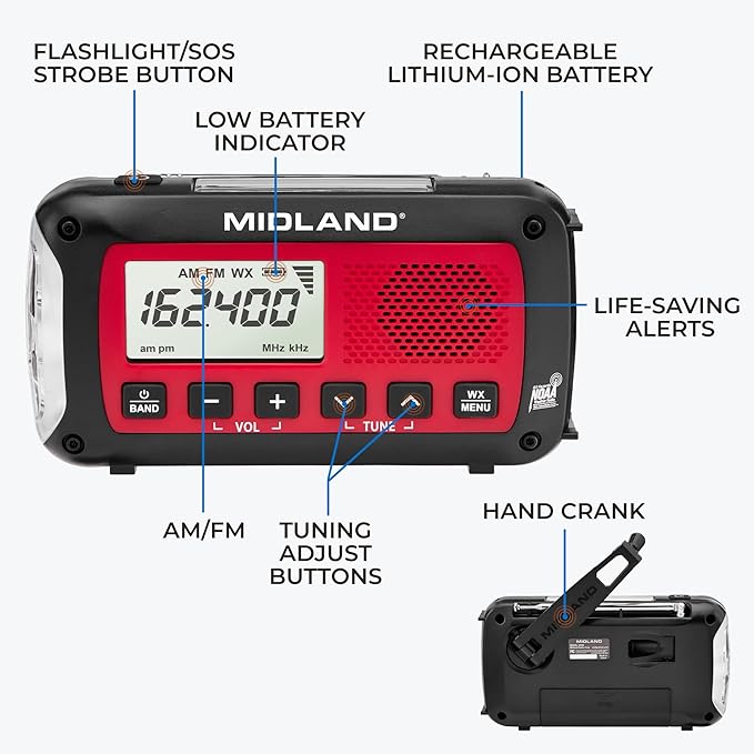 Midland ER40 Emergency Crank Weather Alert Radio w/Flashlight