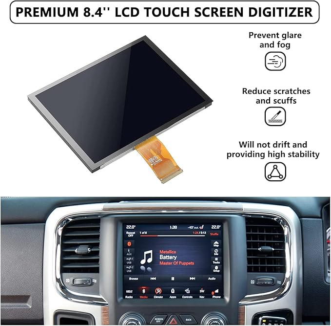 8.4 Inch Uconnect 4C UAQ LCD Monitor Touch-Screen Replacement Radio Navigation New OEM Compatible with 2017-2022 Dodge RAM Jeep Chrysler Replace #LA084X01(SL)(02)