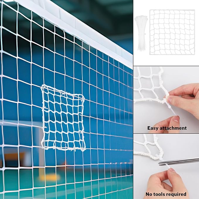 6 Pcs Universal Net Repair Kits with 100 Pcs Zip Ties Golf Goal Nylon Netting Hole Replacement Patch for Baseball Batting Cages Hockey Football