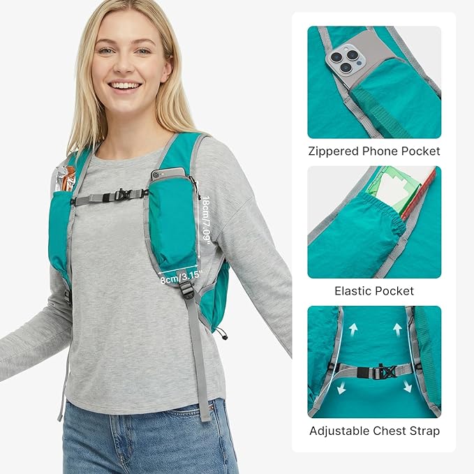 G4Free 20L Hiking Backpack Lightweight Daypack with Phone Pocket Small Packable Foldable Hiking Bag for Women Men, Peacock Blue