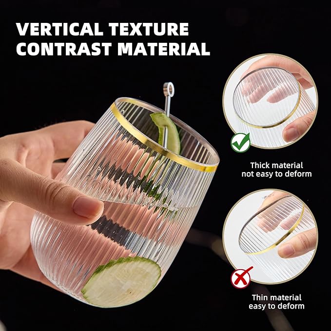 Lueumxc 36 Pack Plastic Wine Glasses, 15Oz Gold Rim Origami Disposable Wine Glasses Unbreakable Clear Plastic Cocktail Glasses Recyclable Shatterproof Reusable Wine Cups