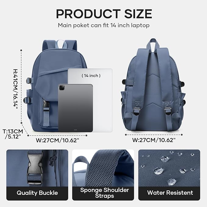 coowoz College Backpack Waterproof Black College Bags For Women Lightweight Travel Rucksack Casual Daypack Laptop Backpacks For Men Women(Blue Purple)