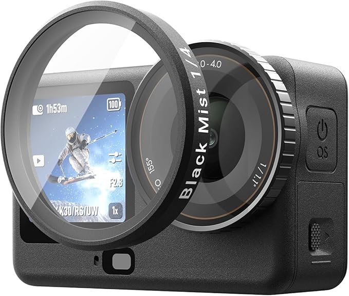 TELESIN Black Diffusion 1/4 Filter for DJI Osmo Action 6, Pro Mist Style Lens Filter, Soft Skin & Cinematic Glow, Reduce Harsh Highlights, HD Optical Glass, Lightweight Aluminum Frame