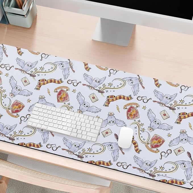 Head Case Designs Officially Licensed Harry Potter Hedwig Owl Pattern Graphics 37.4 x 15.75 x 0.16 inches (900 x 400 mm) - XL Gaming Office Desk PC Keyboard Mouse Mat Pad