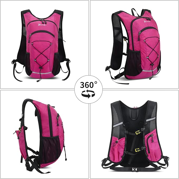 DOJUNS Hiking Backpack Lightweight Travel Backpack 20L Waterproof Hiking Daypacks Camping Backpack for Men Women (rose red)
