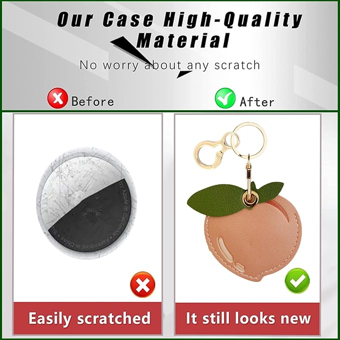Leather Keychain Holder Case Compatible with AirTag,Cute air tag Cover with Keychain Ring,GPS Tracker Case for Keys
