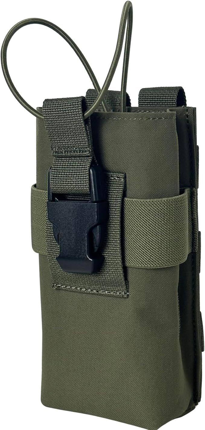 Radio Holster Walkie Talkie Pouch - 500D Nylon Molle System 3mm Bungee Storage Bag for Utility Tactical Belt Accessory Fits Standard Handset