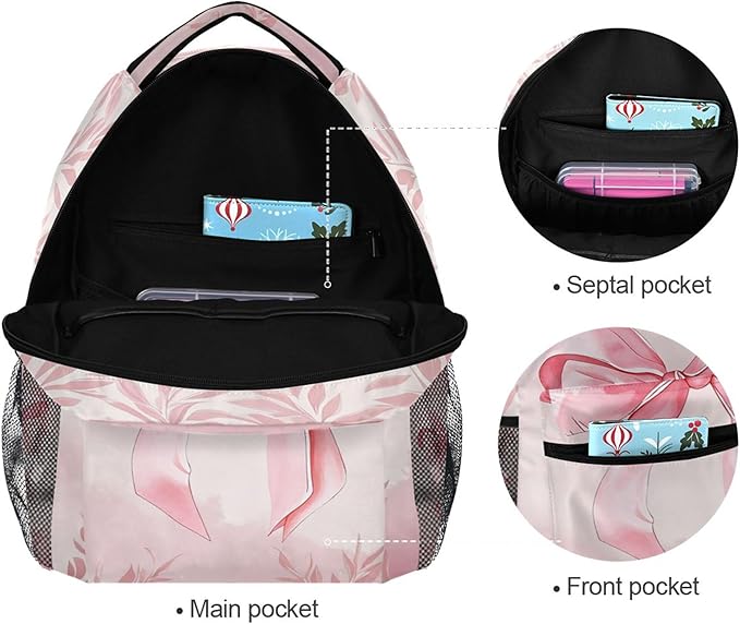 Wamika Pink Bow Girls Backpack Cowgirl Boots School Backpack Boy Kid Preschool Book Bag