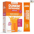 Dunkin’ Zero Sugar Refreshers Singles To Go! Powdered drink mix packets, Mango Pineapple,10 packets per box Energy from Green Tea, aspartame-free, no synthetic colors, naturally and artificially flavored, just add water