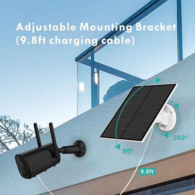 Solar Panel for Security Camera, 5W USB Solar Panel Compatible with Rechargeable Battery Camera, Solar Charger for Camera with IP65 Waterproof, Adjustable Bracket, 9.8ft Cable(3 Pack)