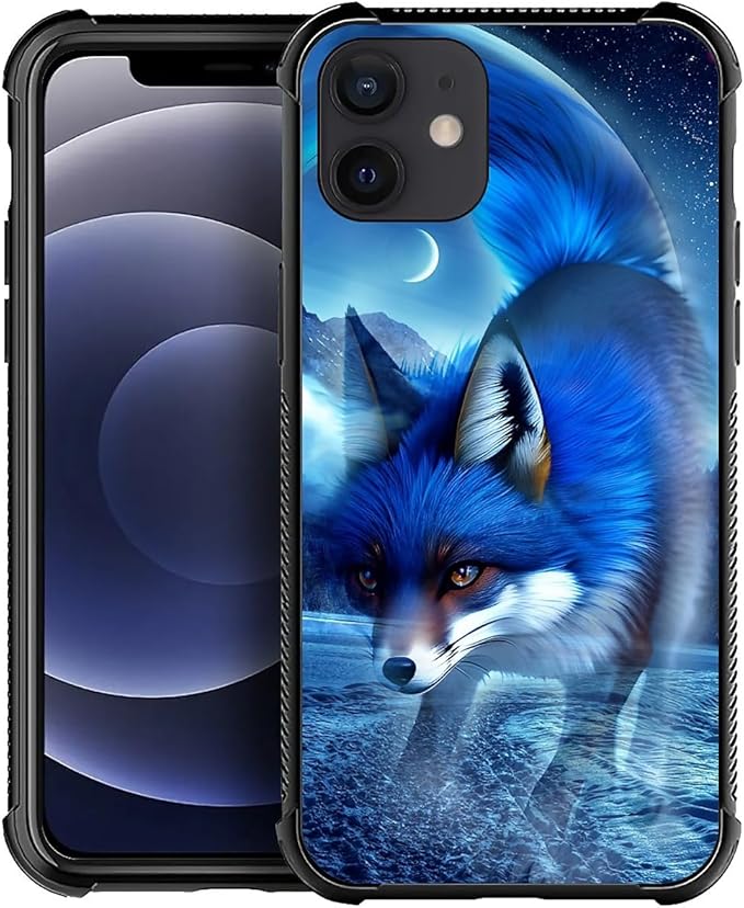 for iPhone 12/12 Pro Case, Snowy Mountain Fox Lake Pattern Graphic Design Girl Boy Soft Silicone Hard Acrylic Shock Protection for iPhone 12/12 Pro