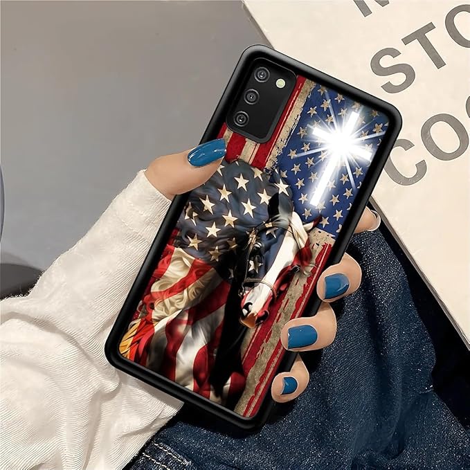 for Samsung Galaxy S20 FE Case, Red American Flag Horse Cross Pattern Graphic Design Girl Boy Soft Silicone Hard Acrylic Shock Protection for Samsung Galaxy S20 FE