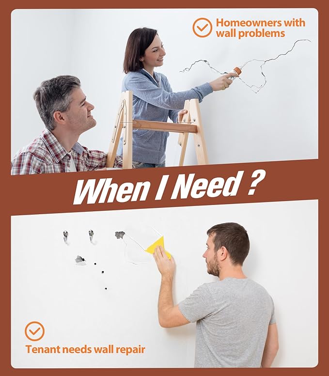 Drywall Repair Kit,Wall Patch Repair Kit,2 Pack Wall Patching Agent,Simple Filling of Wall Holes & Efficient Crack Repair, Plaster Wall Repair,Apartment Friendly