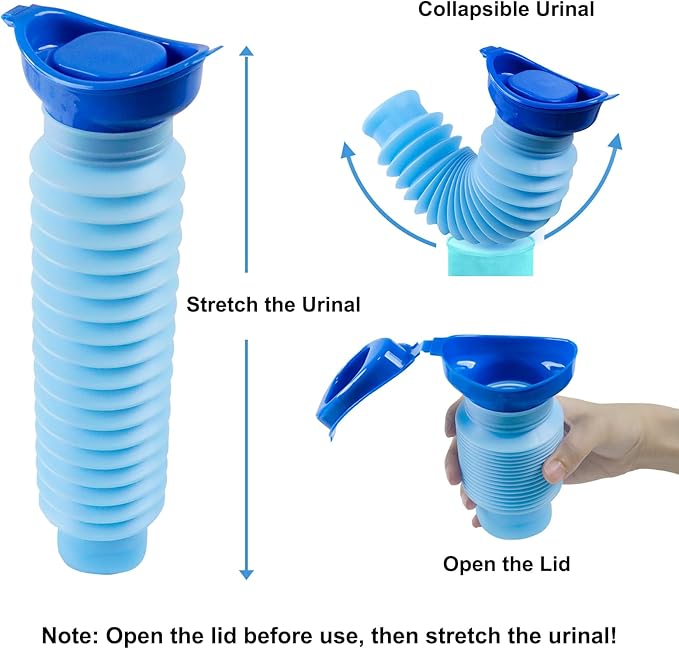 Pee Bottles for Men, Portable Urinal for Men, Collapsible Urine Bottle 750ML, Car Urinals for Men and Women, Emergency Urinal Shrinkable Pocket Toilet for Travel, Camping, Traffic Jam, Road Trips