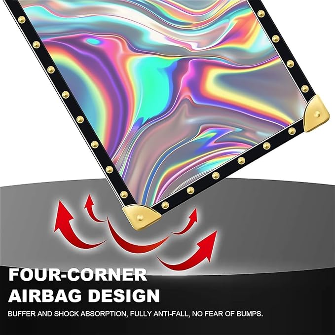 Compatible with iPhone 16 Case, Holographic Abstract Iridescent Textures Luxury Golden Decoration for Girl Women Soft TPU Shockproof Protective Hard PC Back