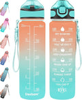 Enerbone 32 oz Water Bottle with Times to Drink and Straw, Motivational Drinking Water Bottles with Carrying Strap, Leakproof BPA & Toxic Free, Ensure You Drink Enough Water for Fitness Gym Outdoor