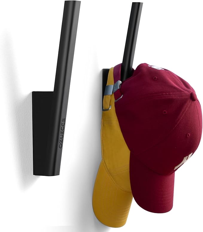 Ozueccr Hat Hook for Baseball Caps – Wall Mounted Vertical Hat Holder, Multi-Purpose Wall Hook, Closet Cap Organizer, Sturdy Compact, Easy to Install