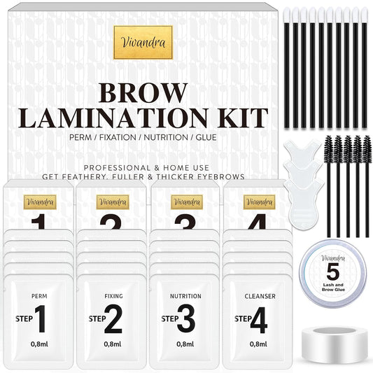 Vivandra Brow Lamination Kit 5 PACK Sachets – At Home DIY Brow Lift Kit for Fuller, Thicker Eyebrows, Easy to Use, Suitable for Beginners & Professionals