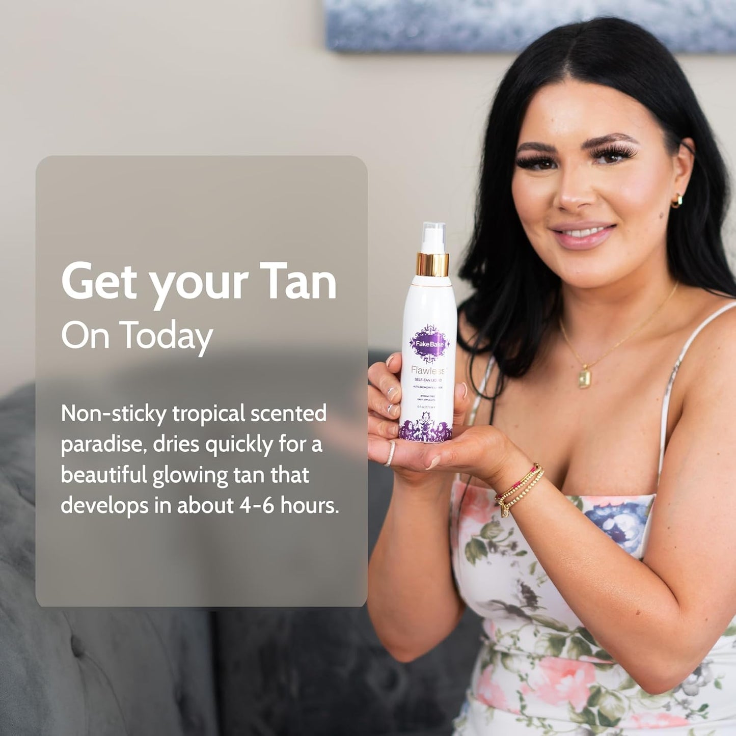 Fake Bake Flawless Self-Tanning Liquid Streak-Free, Long-Lasting Natural Glow For All Skin Tones - Sunless Tanner with Professional Mitt For Easy Application, Black Coconut Scent - 6 oz (Pack of 2)