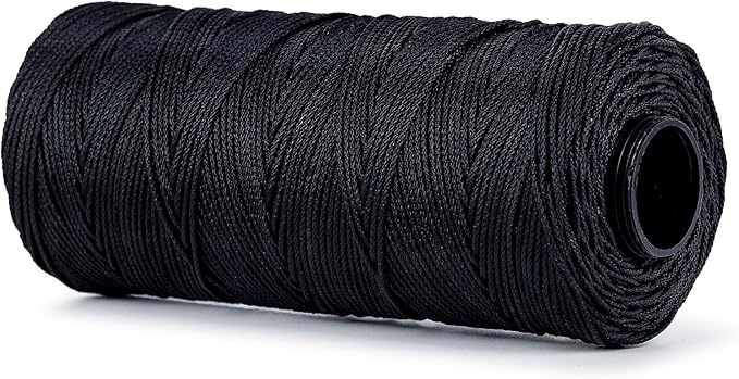 Hongda #9 Braided Bank Line Twine, 989 Feet Black Bonded Nylon Gangion Line (70–300 lb), Predictable Break Strength • Abrasion & UV Resistant • Clean Easy for Offshore Tuna Longline & Groundfish Sets