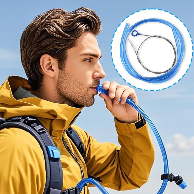 Gosknor Replacement Tube for Water Bag, with Stainless Steel Tube Cleaner Brush 38.58 Inch Long Premium Hose Replacement for Outdoor Hydration Reservoirs