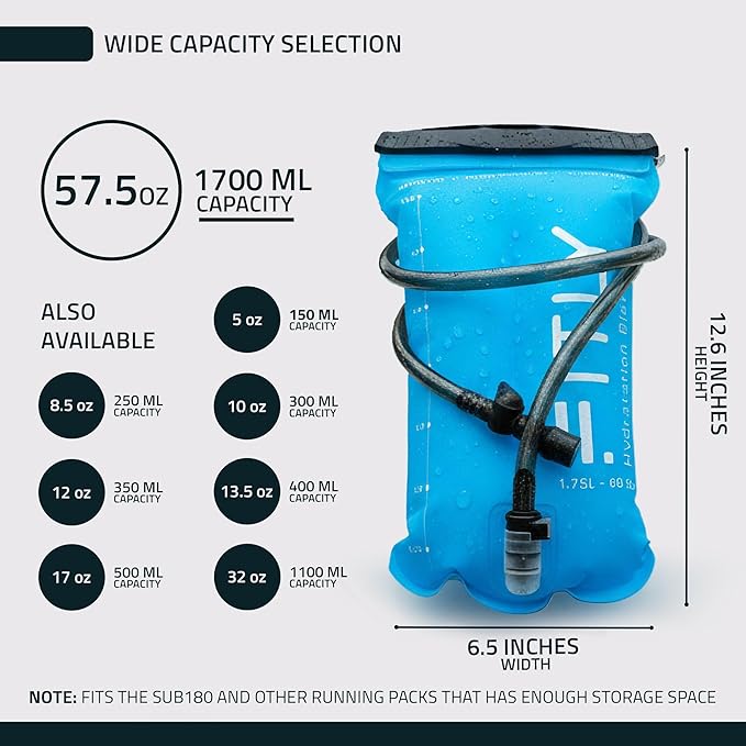 FITLY Soft Flask - Shrink As You Drink Soft Water Bottle for Hydration Pack - Folding Water Bottle Ideal for Running, Hiking, Cycling, Climbing & Rigorous Activity