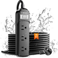 IPX6 Outdoor Power Strip Weatherproof,15 FT SJT16Awg Extension Cord 3 Wide Outlets 1875W Overload Protection, Waterproof Surge Protector for Office,Dorm Room,Patio,Christmas Lights