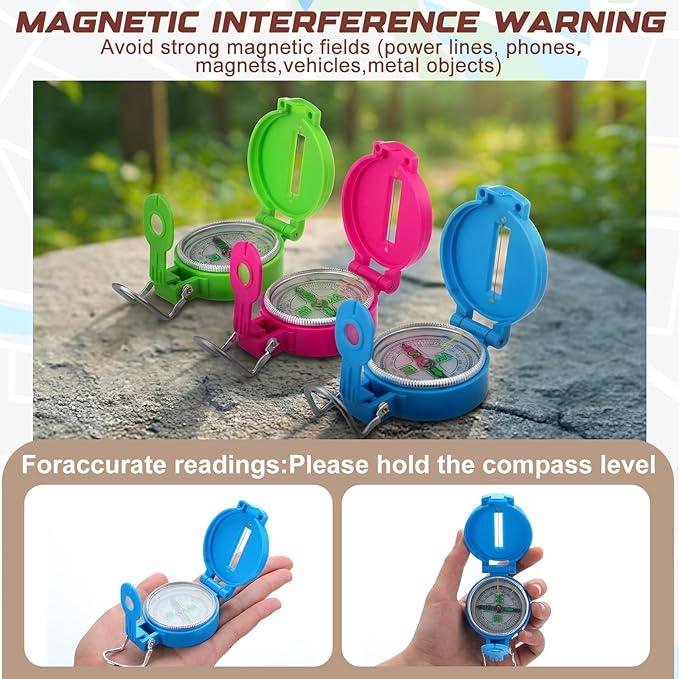 Sabary 6 Pack Multi-Color Mini Lensatic Compass with Lanyard Orienteering Navigation Compasses Hiking Backpacking Compass Bulk Wilderness Survival Tools Gift for Hunters Hikers Travel