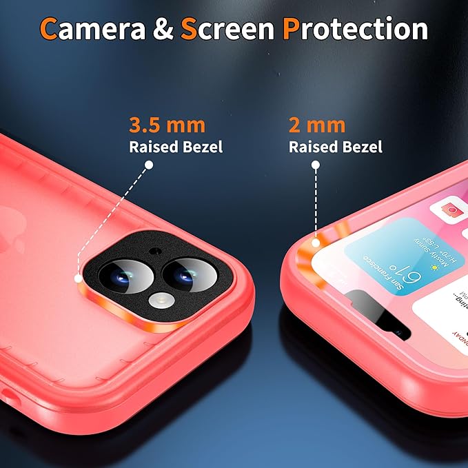 Cozycase for iPhone 15 Plus Waterproof Shockproof Dustproof Case - Heavy Duty/360 Full Body/Military Grade/Protective/Rugged 【8FT Drop Proof】 Built in Screen/Camera Protector with Lanyard Pink