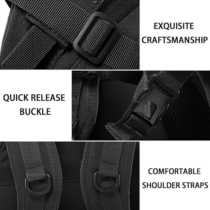 aiGear Tactical Backpack for Men, 25L Military Backpack, 3-Day Bug Out Bag for Camping Hiking Hunting with Molle System Army Daypack (25L Black)
