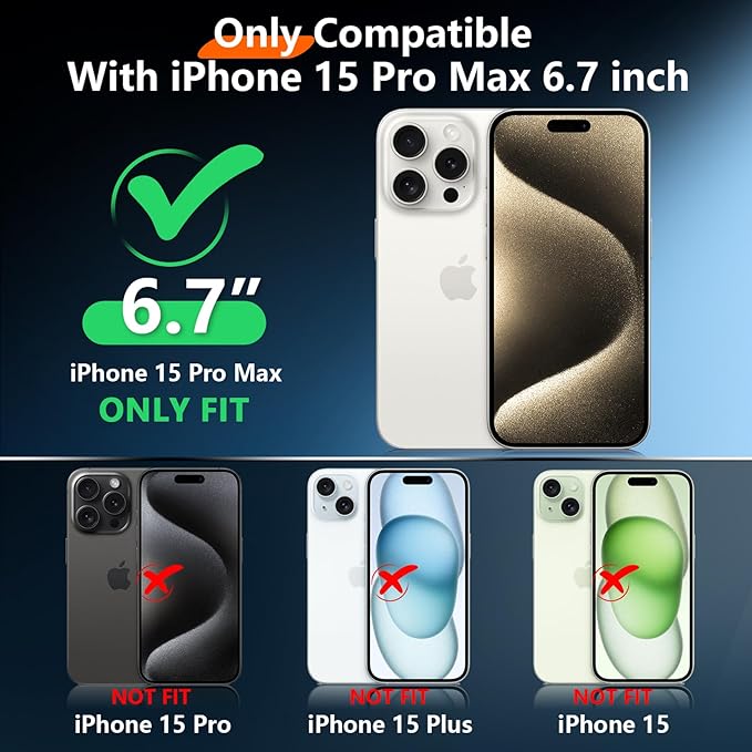2025 New for iPhone 15 Pro Max Case Waterproof,[Built-in Screen Protector & Camera Protector][Full Body Shockproof][IP68 Underwater][Dustproof][Dropproof] Phone Case for iPhone 15 Pro Max 6.7"