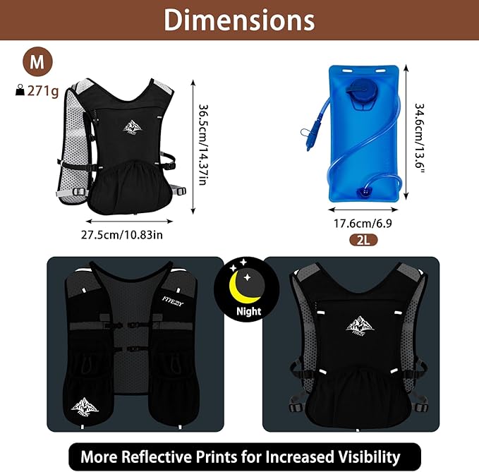 ITIEZY Running Vest for Women Men, 5L Hydration Backpack Lightweight Running Water Vest with Leak-Proof Bladder Sleeve for Marathon, Trail, Cycling, Hiking, Jogging