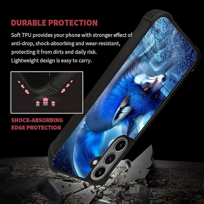 for Samsung Galaxy S26 Plus Case,Graphic Design for Girl Boy Soft Silicone Hard Acrylic Shock Protection Designed for Samsung Galaxy S26 Plus Snowy Mountain Fox Lake Pattern