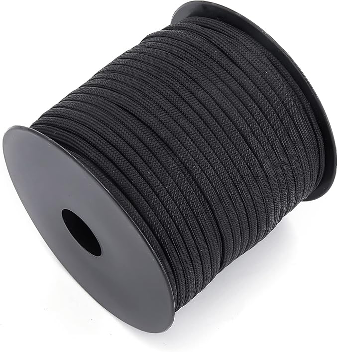 MOOCY Diamond Pattern Paracord 550,5/32 in x 164 ft (4mm x 50m),7 Inner Strands/Parachute Cord,Nylon Type III Paracord,Ideal Nylon String for Survival & Camping Gear,Black