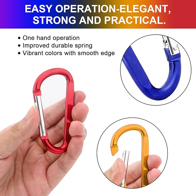 10 Pack 3'' Aluminum Spring Snap Hook Carabiner D Ring Carabiner Clip Camping Accessories Fishing Hiking Traveling and Keychain Craebuer